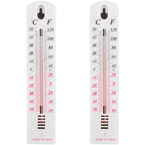 Lot de 2 thermomètres muraux, thermomètres extérieurs, lecture précise Celsius et Fahrenheit, grand moniteur de température ambiante, facile à monter pour maison, jardin, serre, maison, bureau (1/5)