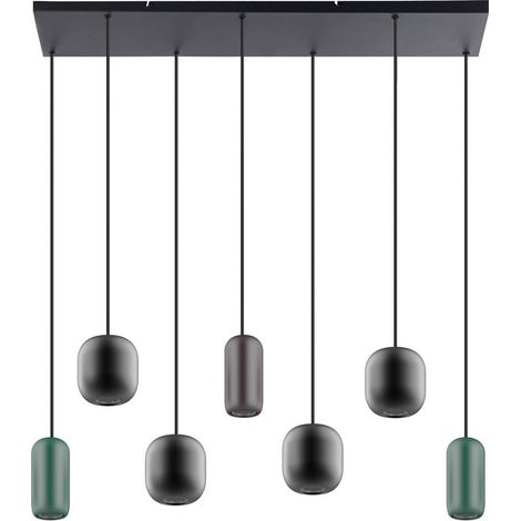 [NEUWERTIG] B-Ware Lucande Hängelampe Narion Linear Schwarz Braun Grün 7 Flg Deckenlampe Lampe