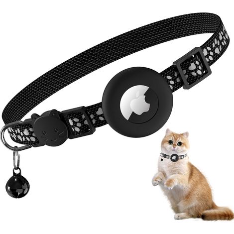 Collier Chat, Collier pour Chat Anti-étranglement avec Protecteur et Cloche, pour Toutes Les Tailles de Chats, Large de 1 Centimètres et Léger (Noir-Claw) (1/5)