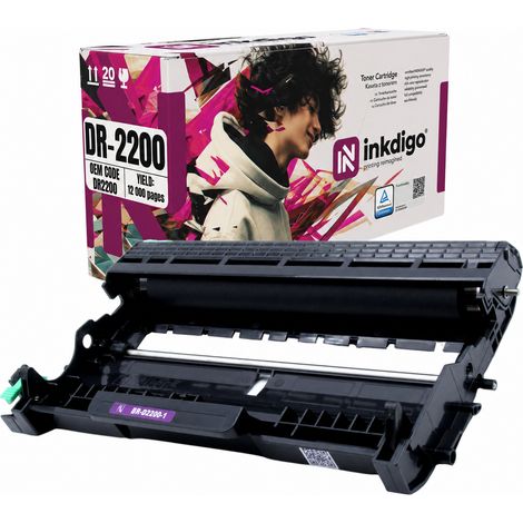 Tamburo Inkdigo DR2200 compatibile con Brother DCP-7055 Fax2840 HL-2130, certificato TÜV. (1/5)