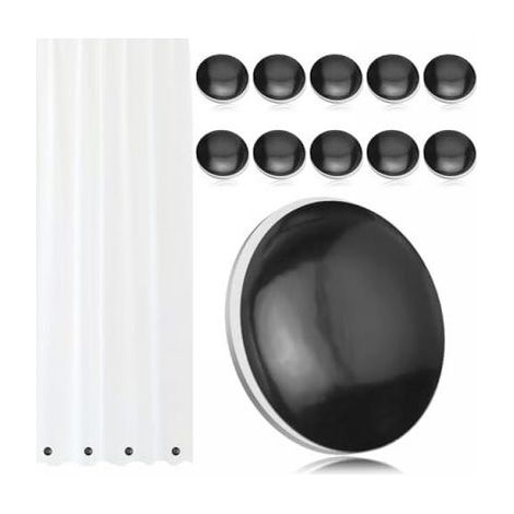 Set di 10 pesi magnetici per tende da doccia, pesi per tende con bordo inferiore senza cuciture, magneti ponderati per la fodera della tenda da doccia (1/4)