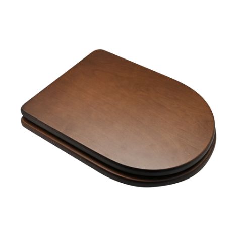 Abattant WC pour toilettes Pozzi Ginori Atena 42,5-47,5 x 35,5 cm Abattant WC en noyer fonce' avec charnie'res re'glables et sie'ge en bois moule'