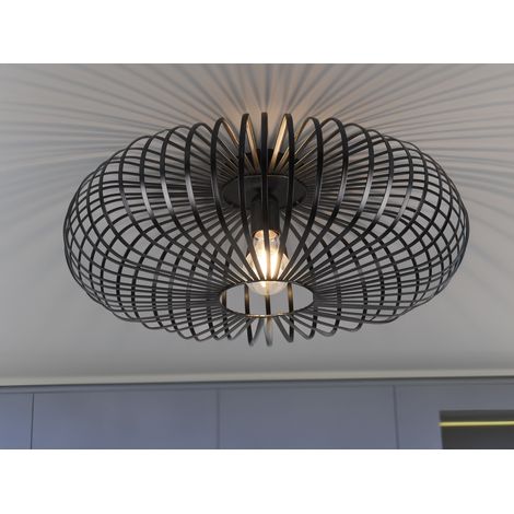 Deckenleuchte JOHANN Gitter Lampenschirm Metall in Schwarz, Ø 50cm (1/5)