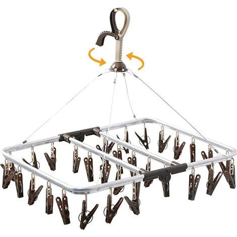 Etendoir Chaussette Cintre à Chaussettes Pince a Linge Séchoir Chaussettes Aluminium avec 32 Pinces pour sous Vetement Culotte Chapeaux Serviettes-RAPANDA (1/5)
