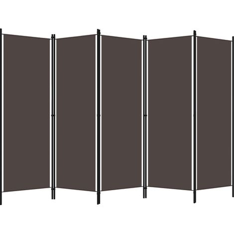 vidaXL Biombo divisor de 5 paneles marrón 250x180 cm (1/2)