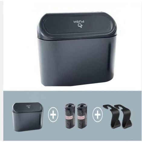 CREA 1 pièce petite poubelle de voiture avec couvercle et sac poubelle, étanche, adaptée à la maison, au bureau et à la cuisine (1/5)