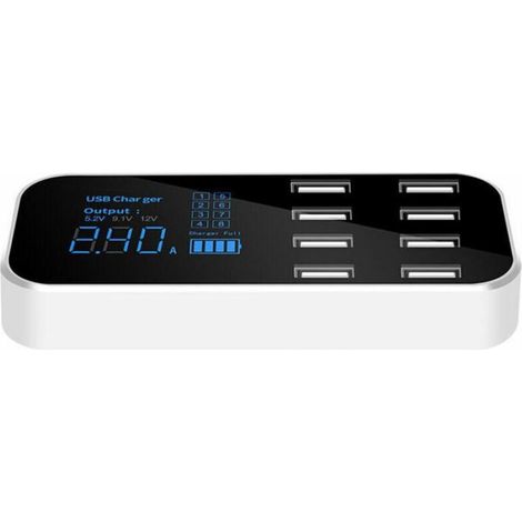1 Chargeur de Voiture, 8 Ports USB, Écran LCD, Hub 12V, pour Téléphone Tablette DVR (1/4)