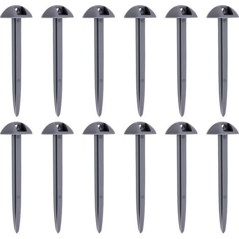 60 piquets de tente gris en forme de champignon, de 9,5 cm de long, pour fixer les sangles et les bâches au sol, idéaux pour la randonnée, le jardinage, les supports de plantes et les tonnelles. (1/4)