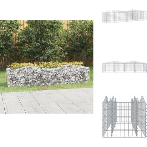 Lit surélevé à gabions arqué 200x50x50 cm Fer galvanisé - Jardiniere En Gabion - Bordure Jardin - Bac Acier - Décoration Extérieur - Pot Fleuri (1/5)