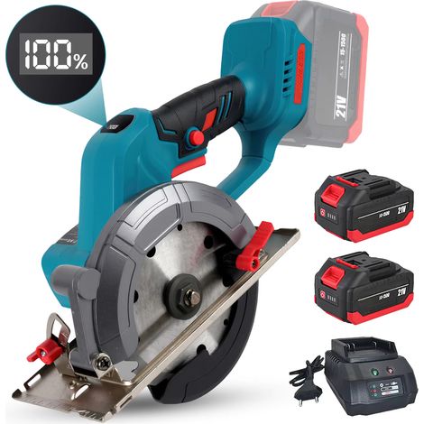 Scie Circulaire Sans Fil 6 Pouces Sans Balais Angle Réglable Outil de Coupe pour Travail du Bois Compatible Makita 18V avec 2 Batteries (1/5)