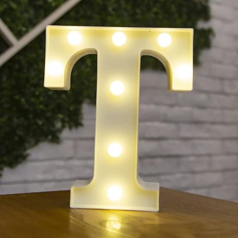 Lettre Allume la Forme de Symbole de LED, Lampes de Table de chapiteau en Plastique d'alphabet, fête de Mariage d'anniversaire Tous Les Jours à la Maison tenture Murale Decor-T (1/5)