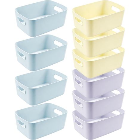 10er Set Aufbewahrungsboxen mit Griffen, 24cm, PP Kunststoff, Pastellfarben (1/5)