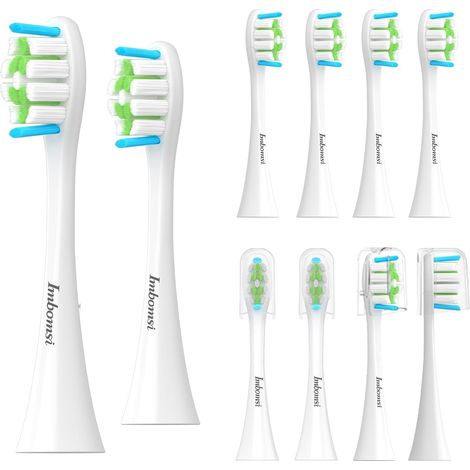 Lot de 10 brossettes de rechange, à poils souples, compatibles avec la brosse à dents électrique, pour enlever la plaque dentaire, les taches de fumée et de café, blanches (1/5)