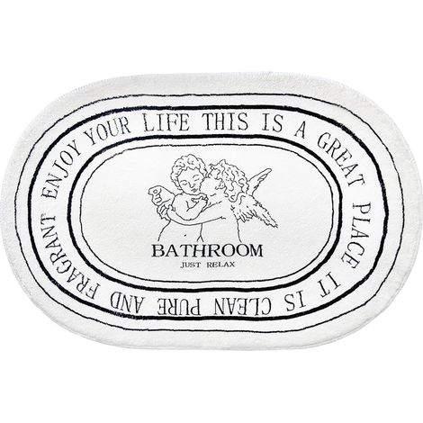 Black and white bathroom mat, 50 x 80 cm, soft and absorbent, machine washable, non-slip, for shower, bathtub, bathroom decoration