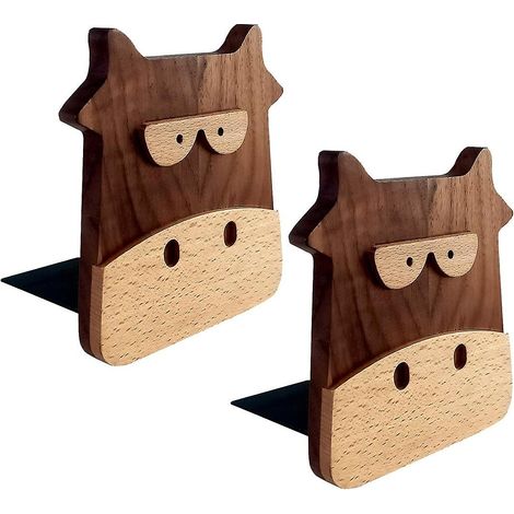 Serre-livres en bois de noyer ou de hêtre, organisateur de livres, serre-livres de bureau ou de maison, support pour livres (1/5)