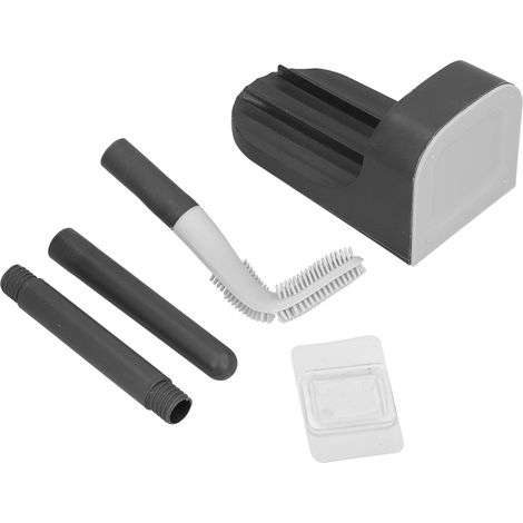 Ergonomische, golfschlägerförmige Toilettenbürste mit abnehmbarem Bürstenkopf, wasserdicht und rutschfest [2 Griffe + belüftete Aufbewahrungshalterung, PP/TPR] – Mitternachtsschwarz (1/5)