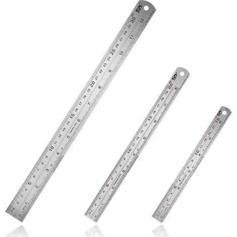 Lot de 3 Règles en Acier Inoxyable 15cm 20cm 30cm, Réglet Droite Métrique et Impérial Double Face Règle de Mesure de Précision pour Enseignement Dessin d'Ingénierie