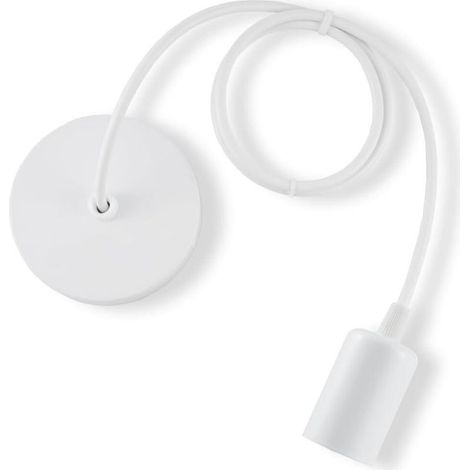 Blanc E27 Porte Lampe Suspension,Câble Suspension Luminaire,Pendentif Suspendue Accessoires en Métal,Câble Réglable 100CM pour Café Magasin Chambre Bar(1 Pièces) [Classe énergétique F] (1/5)