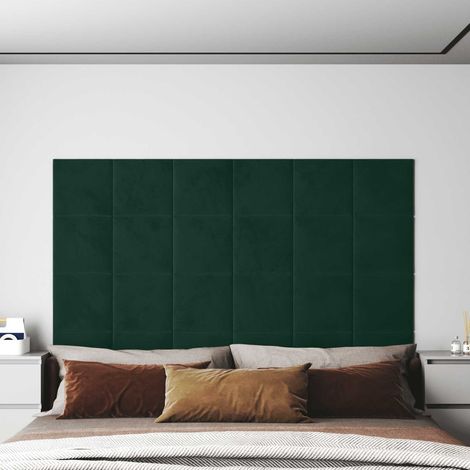 Tête de lit murale 12 pièces en velours vert foncé pour chambre - PANGIVO (1/5)