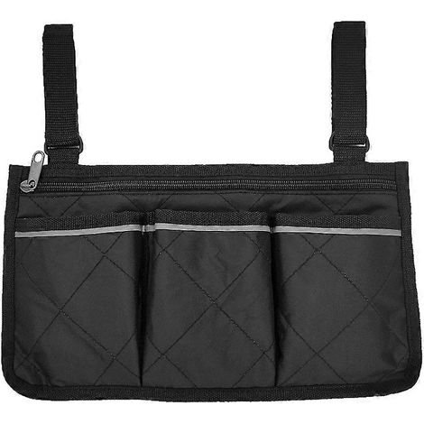 Rollstuhl-Seitentasche, geräumiger Organizer mit mehreren Fächern, große Größe, Armschlaufe, robust und praktisch. (1/5)