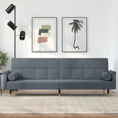 Canapé Convertible - Canapé-lit - Sofa Divan Banquette - avec coussins gris foncé velours Chic-364790 (1/5)