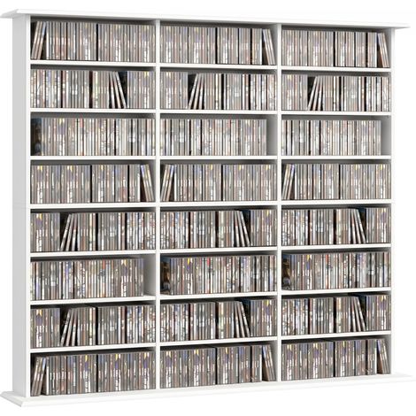 HOMCOM DVD Storage Unit, Media Storage Shelf with 24 Compartments, White (1/5)