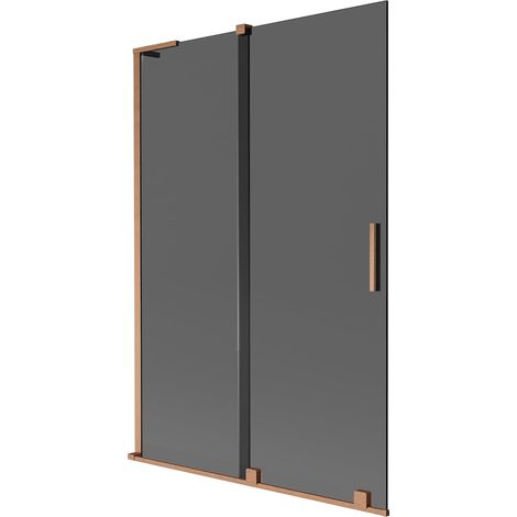 Mexen Velar L paratia per vasca da bagno a 2 ante scorrevoli 120 x 150 cm, grafite, rame spazzolato - 896-120-003-41-65 (1/5)