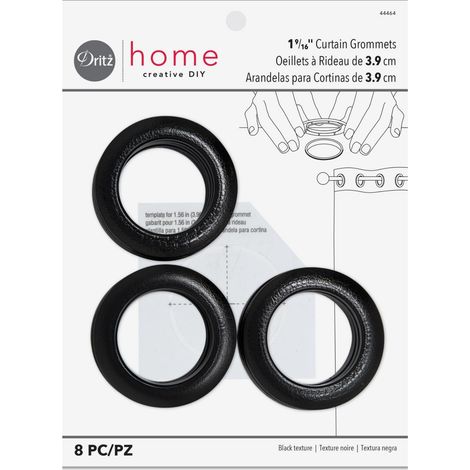 Lot de 8 œillets de Rideau en Plastique de 4,5 cm de diamètre intérieur, Noir (1/5)