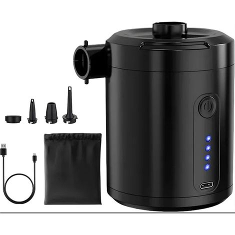 Pompe à air électrique rechargeable 5200 mAh USB-C avec embouts, gonflage et dégonflage pour matelas, piscine et bateau gonflable (1/5)