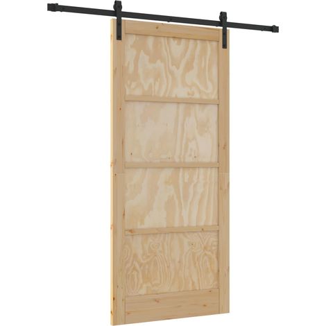 Schiebetür 93 x 202 cm Massives Kiefernholz vidaXL (1/5)