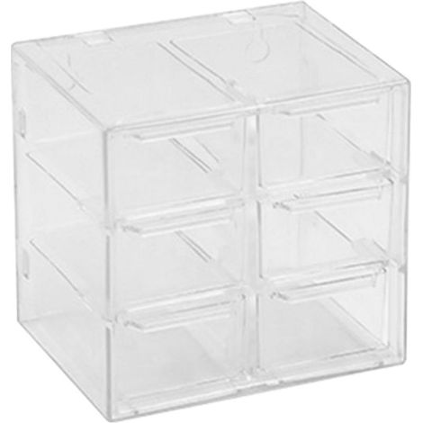 Staubdichte, transparente Aufbewahrungsbox aus Kunststoff mit Fächern für Schmuck, Halsketten und Bastelarbeiten (6 Fächer) (1/5)