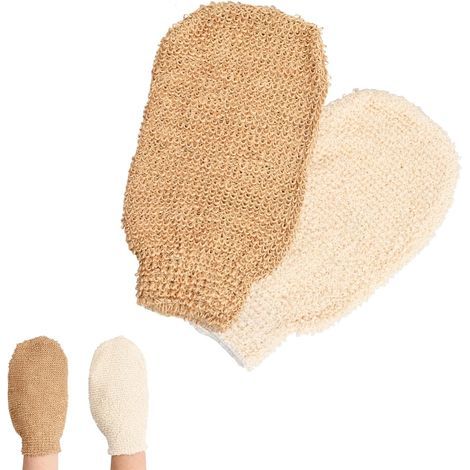 gants exfoliants en jute et à base de plantes, gants de massage spa intensifs pour tous types de peau (1/5)