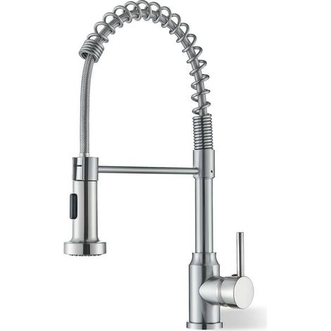 Robinet de cuisine noir avec jet extensible à ressort, robinet d'évier de cuisine commercial, mitigeur d'évier de cuisine à levier simple, robinet de bar avec pulvérisateur pliable, double fonction (N (1/5)