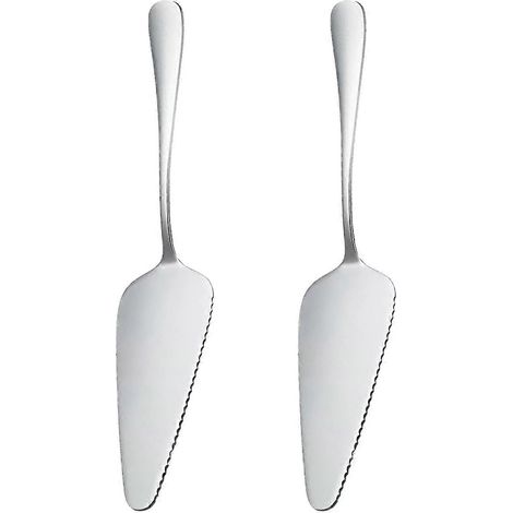 Lot de 2 pelles à tarte, pelles à dessert en acier inoxydable, forme triangulaire, dentelées (1/4)
