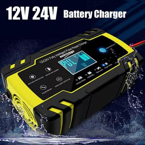 12V/24V 8A Intelligentes Batterieladegerät mit automatischer Wartungs- und Reparaturfunktion, tragbar mit LCD-Bildschirm, für Auto, Motorrad, LKW, AGM, Gel, Nass, SLA (8-100AH) (1/5)