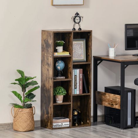 Estantería Librería de Madera Armario de Libros con 7 Compartimentos para Plantas Archivos 50x24x106 cm Marrón Rústico (1/5)