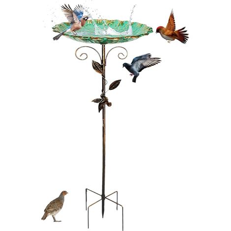 Abreuvoir Oiseaux Exterieur, Avec Un Socle À Cinq Pattes, Bac À Eau Pour Oiseaux Vintage En Métal De 78 Cm, Résistant Au Froid, Bac À Eau Sur Pied Pour Jardin (1/5)