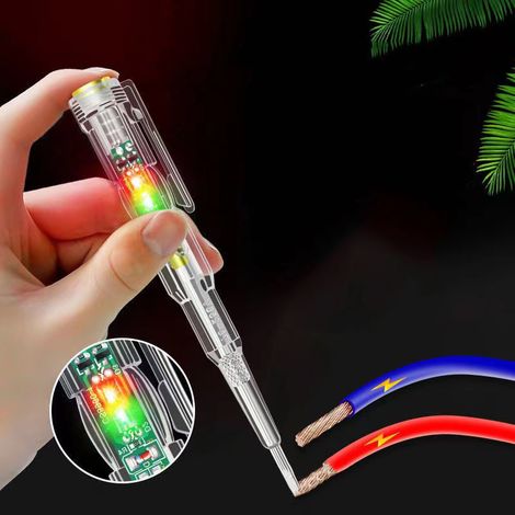 Stylo détecteur de tension sans contact, testeur de câbles électriques coupés, double LED, haute sensibilité.