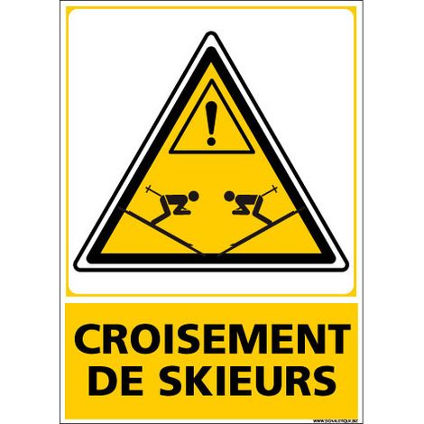 PANNEAU DANGER CROISEMENT DE SKIEURS (C1448) - Adhésif - 150 x 210 mm