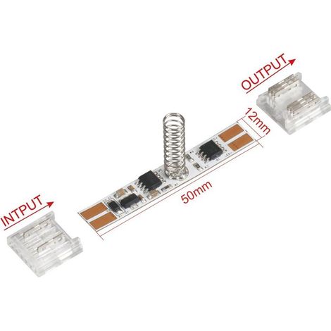 Interruttore Dimmer Touch per Strip LED 12/24V 3A senza Saldatura, Flessibile con Memoria e Led Blu, Larghezze Disponibili 8mm, 10mm, 12mm (12mm)