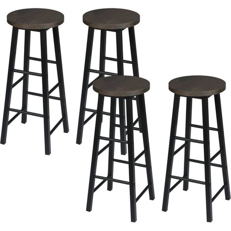 WOLTU 4X Barhocker Bistrohocker Tresenhocker Barstuhl, Gestell aus stabilem Stahl, Stizfläche aus MDF, Schwarz-Rostfarbe (1/5)