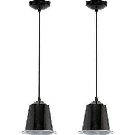 Lot de 2 suspensions LED pour salon, couloir et plafond, noir GU10