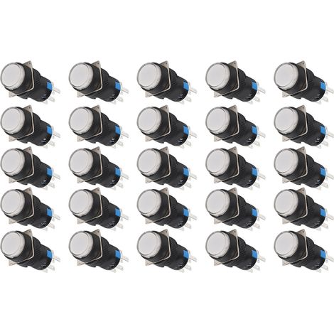 Lot de 25 interrupteurs à bouton-poussoir momentanés à réarmement automatique, petits interrupteurs d'alimentation pour appareils électroménagers 12 V (1/5)