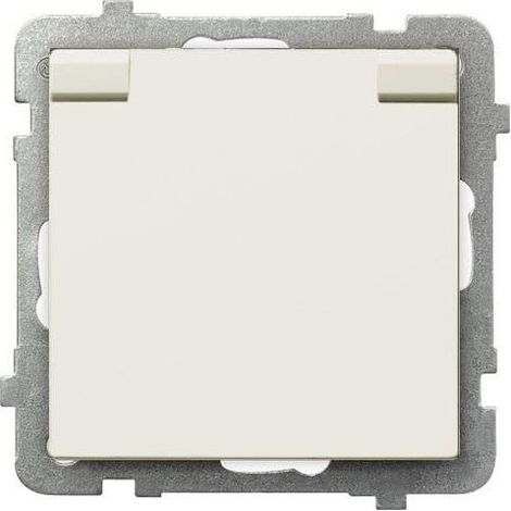 Enchufe Sonata antisalpicaduras con tapa IP44, color crudo GPH-1RZ/m/27/w