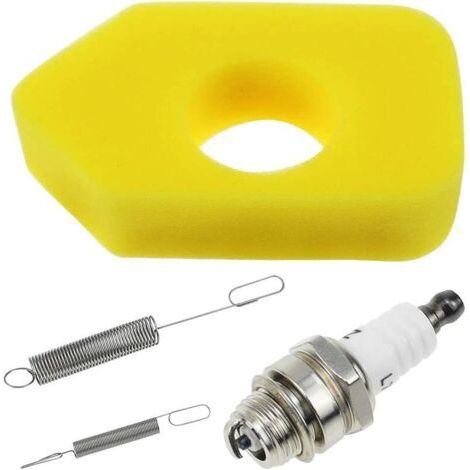 Filtre à air en Mousse Jaune avec 2pcs Ressorts et Bougie d'allumage LT7 Kit de Filtre à Carburant Tondeuse à gazon pour 698369 Briggs and Stratton Moteurs Classic, Sprint et Quattro