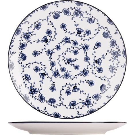 6 blaue Blumen Teller Set D27cm Set4 - Cosy und Trendy Billiet