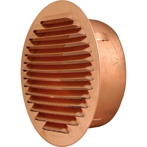First Plast – Grille aération VMC ronde à encastrer en cuivre Ø125mm – Diamètre tube 115mm – Profondeur 50mm – Air passage 65cm²