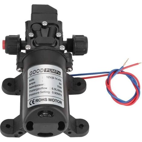 Pompe immerge membrane auto amorante, Pompe a Eau Camping Car, DC 12V 70W 0.9Mpa 4-6L/Min Pompe auto amorante membrane haute pression pour eau pour camping car, bateau, jardin (1/5)