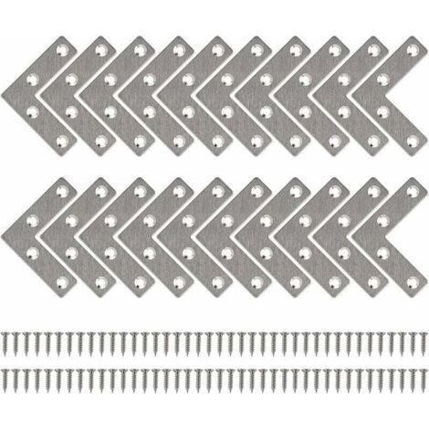 Fixing Bracket Straight Flat Bracket L-Shaped Metal Brackets with Screws for Wood Furniture Cupboard Repair Bracket 50 50mm 20 Pieces (1/4)