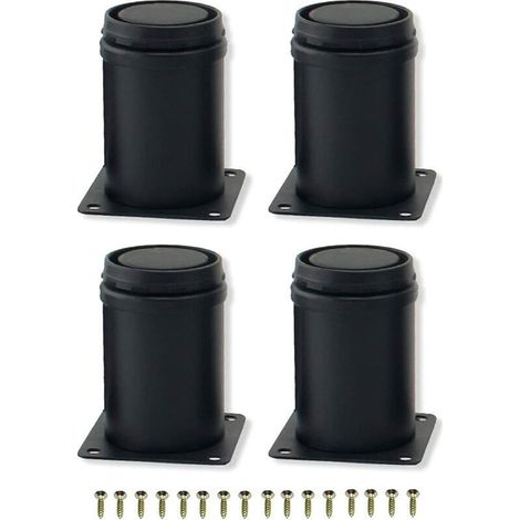 4 pièces 8 cm en acier inoxydable noir pieds de meuble réglables en métal pour pieds d'armoire canapé base de table remplacement des pieds de meubles, noir, 8 cm pour un usage domestique (1/4)